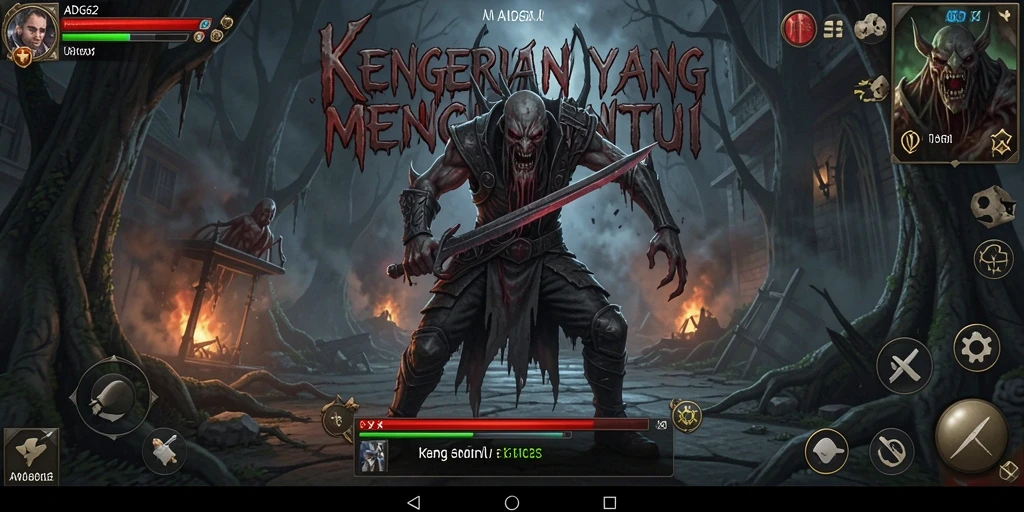 Screenshot gameplay ADG62 menampilkan suasana horror yang mencekam.