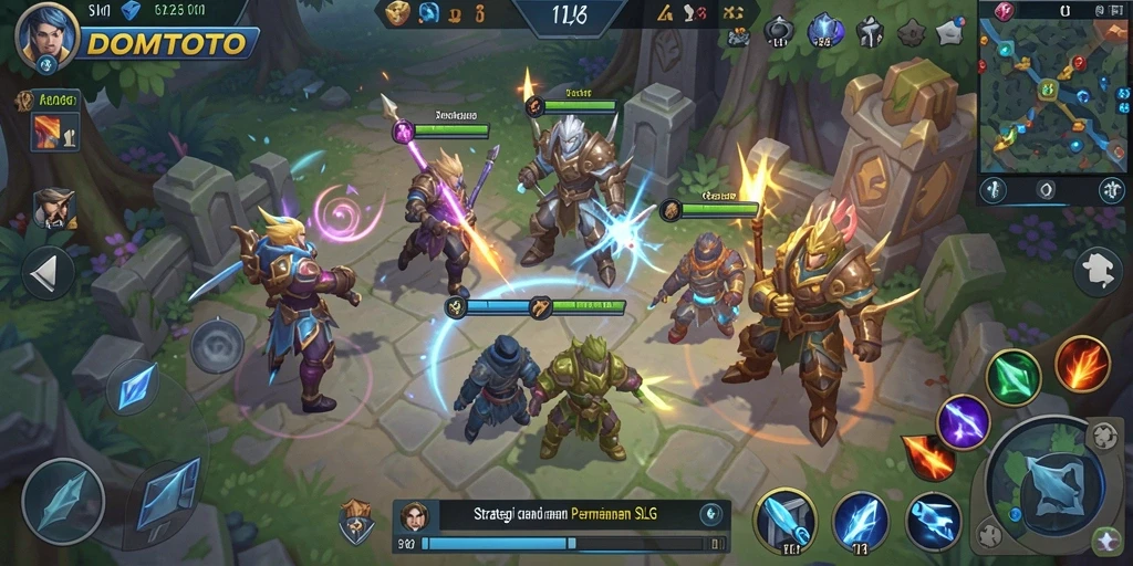 Tampilan gameplay menegangkan dalam DOMTOTO, penuh strategi menarik.