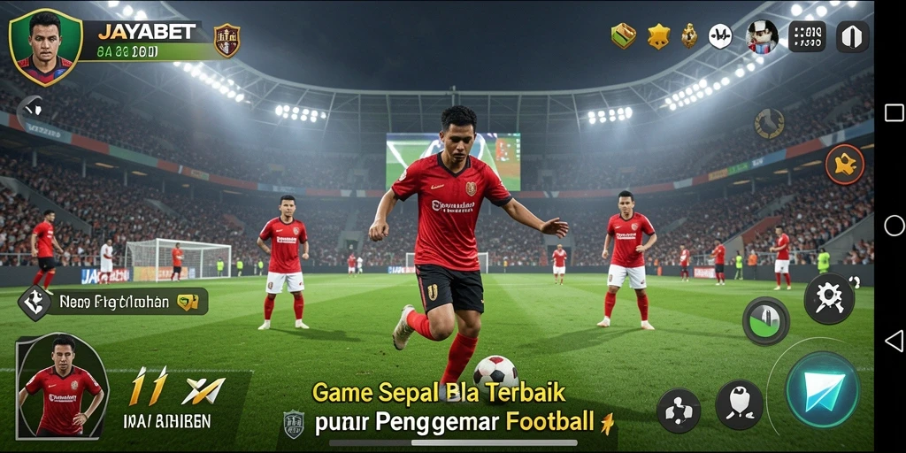 Screenshot JAYABET menampilkan gameplay seru dalam pertandingan sepak bola.
