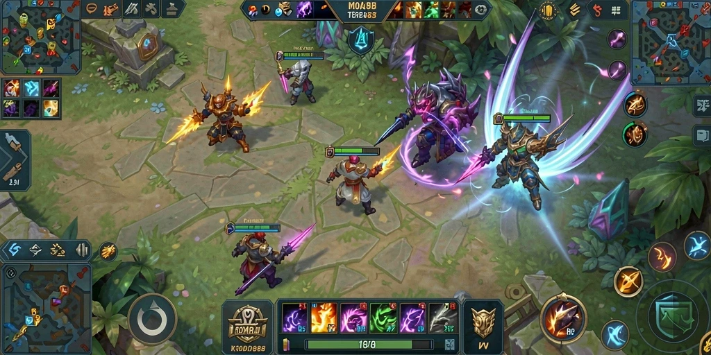 Tangkapan layar dari gameplay dinamis KOMBO88 yang menunjukkan aksi pertempuran.