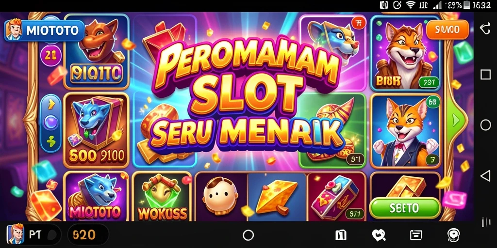 Tampilan gameplay seru di MIOTOTO dengan berbagai tema slot.