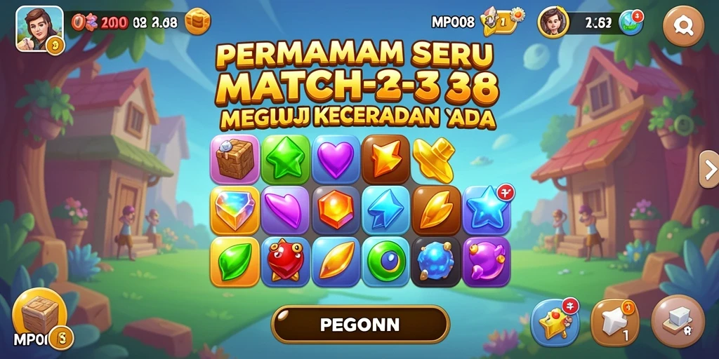 Screenshot MPO08 yang menunjukkan keseruan gameplay Match-3.