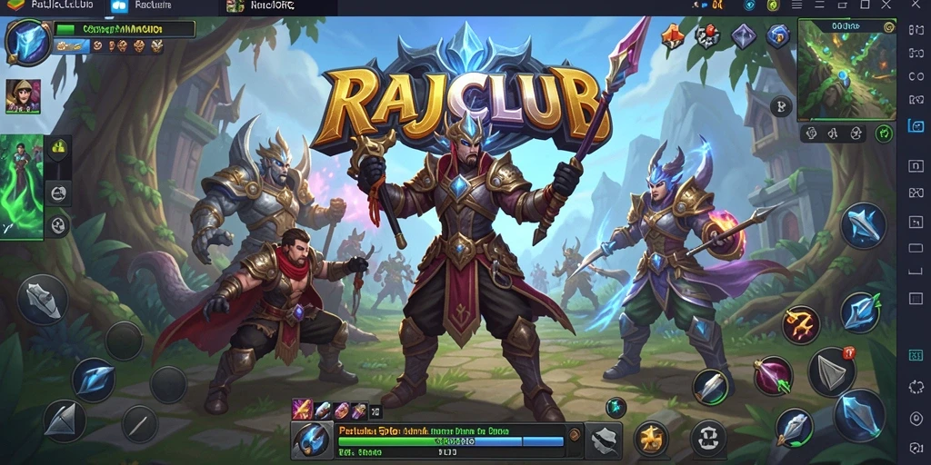 Tampilan layar gameplay RAJACLUB yang menggambarkan aksi petualangan MMORPG.