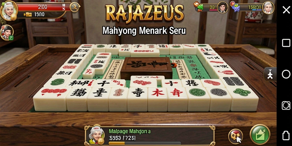 Screenshot menunjukkan aksi seru dalam permainan Mahjong RAJAZEUS.