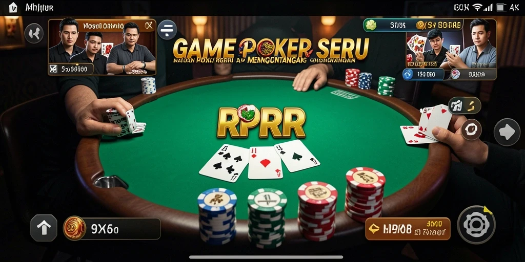 Screenshot gameplay RPRR menampilkan aksi seru di meja Poker.