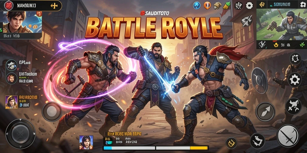 Tangkapan layar <strong>SAUDITOTO</strong> menampilkan aksi seru dalam permainan Battle Royale.