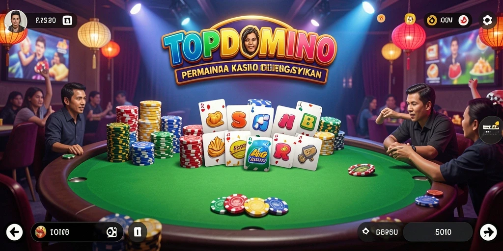 Tangkapan layar utama TOPDOMINO menampilkan gameplay kasino yang menarik.