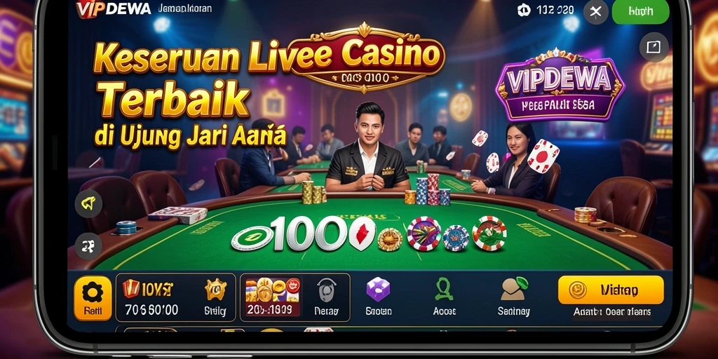 Tampilan utama VIPDEWA dengan dealer langsung dan permainan menarik.