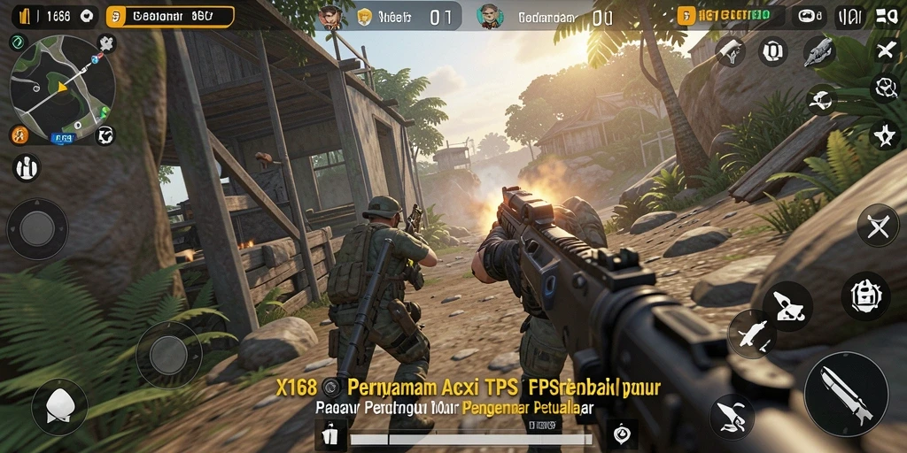 Screenshot X168 memperlihatkan aksi pertempuran dalam gameplay TPS yang intens.